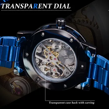 2021 Vinderen Mænd Top Mærke Luksus Gennemsigtig Måde, Lysende Diamant Bevægelse Mandlige Mekanisk Skelet Royal Design Armbåndsur