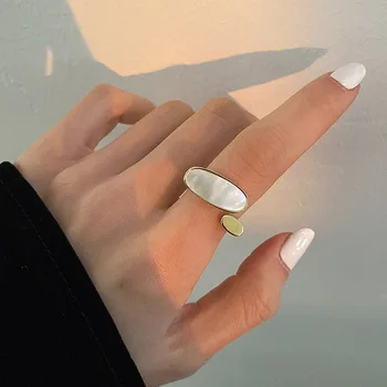 2021 fransk Romantisk Stil Metal Shell Åbning Ring Justerbar for Kvindelige Vintage pegefinger Simpel Bryllup Smykker Gaver