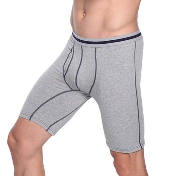 2021 mænds undertøj med lange bukser, ren bomuld trusser, åndbar sport boxer shorts