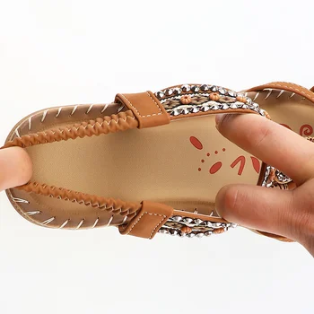 2021 nye Kvinder sandal Rhinestone udskrivning sandaler Kvinder Sommer sko Vintage crystal Elastik Sandaler damer, Kvinder sko