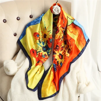 2021 nye forår kvinder tørklæde kvalitet silke sjal mode tørklæde tørklæde stranden solcreme taske, tørklæde tørklæde 90cm*90cm