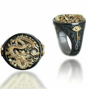 2021 nye guld-belagte to-farvet ring, herskesyge, kreative munden, Longzhu ring, Hualong lyse black Asiatiske guld smykker