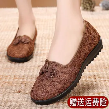 2021 nye sommer mode til kvinder med lav hæl casual åndbar broderede sko 445