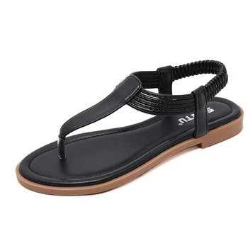 2021 sommer sko kvinder sandaler, høj kvalitet og solid slip-on casual sandal kvinde sko elastisk rem kvindelige sandaler plus størrelse