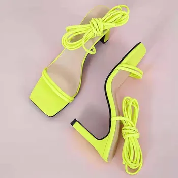 2021 sommeren nye mode, sexet, højhælede tilbage stiletto sandaler til kvinder ankel stropper firkantet tå open-toe sandaler kvinder