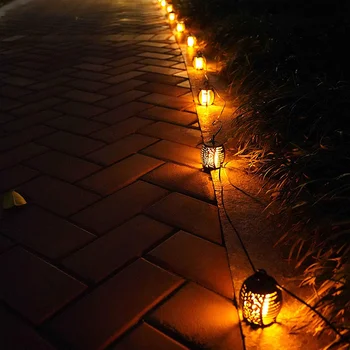2021New Sol Lys Udendørs Solar LED String Lys Vandtæt Hænge Lanterne Flimrende Lys Flamme Gårdhave Dekoration