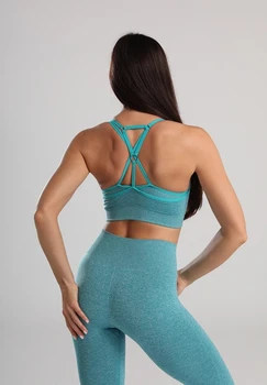 2021NewFitness Kvinder Yoga Sæt Fitness 2-delt Bh ' er+Problemfri Leggings Push-Up Bukser Motion Polstret Træning Kører Passer til Sportstøj