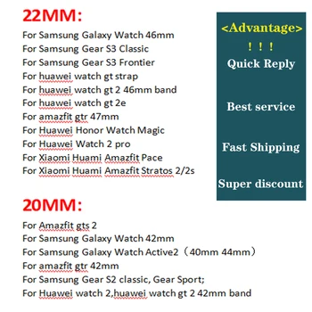 20mm 22mm band Til Samsung Galaxy Se 3 strap 45 41 Gear S3 46mm 42mm Silikone Armbånd Til Huawei Xiaomi Amazfit GT 2 2e pro