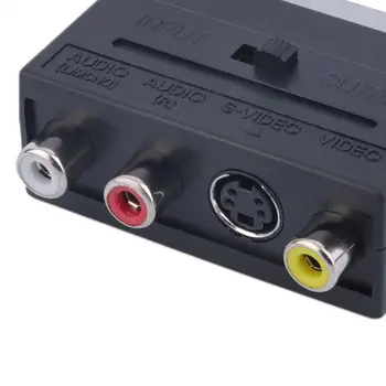 21Pin SCART til 3RCA Converter Adapter RGB Scart til component RCA S-Video AV TV Audio Adapter