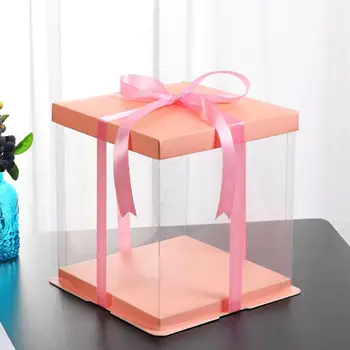 22*22*23cm Firkantet Hvid Sort Blå Pink Cake Box til Fødselsdag Kage Gave Indpakning Mors Dag Cake Container