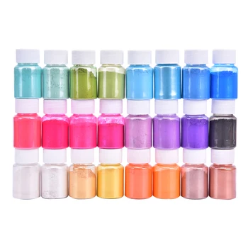 24 Farver Pearl Pigment Pulver Perlemors Glimmer Farvestoffer, Harpiks Farve til smykkefremstilling Art Af Kunst Forsyninger
