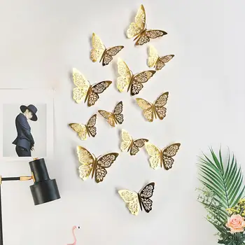 24Pcs Hule 3D Sommerfugl Wall Sticker-Art Decal Værelses Party Bryllup Køkken Stue Dekoration