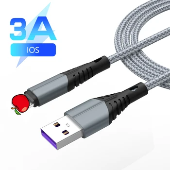25cm 1m 2m 3m Lang Flettet 3A USB-Hurtig Hurtig Opladning Oplader Data Ledningen Opladning Kabel-6 Farver Til IPhone 7 8 6 5S X XR XS IPad