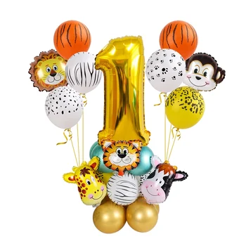 27pcs Jungle Dyr Balloner Sæt Chrome-Metallic Latex Ballon 12 tommer Guld Antal Globos Børn, fødselsdagsfest, Baby Shower Indretning