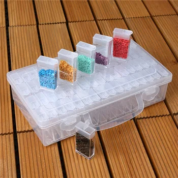 28/56/64 Groove Plast Oplagring Rubrik Diamant Maleri Kit Nail Art Rhinsten Perle Af Container opbevaringsboks til Salg