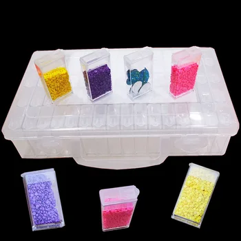 28/56/64 Groove Plast Oplagring Rubrik Diamant Maleri Kit Nail Art Rhinsten Perle Af Container opbevaringsboks til Salg