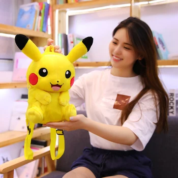 28x18CM Pikachu Rygsæk Pokemon Plys Udstoppet Legetøj Kawaii Børns Skole Taske Fødselsdag Gave