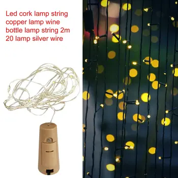 2M 20LED Garland Sol-Vin Flaske Lys Solar Cork kulørte Lamper Christmas Light LED Garland Kobber Ledning Fe String
