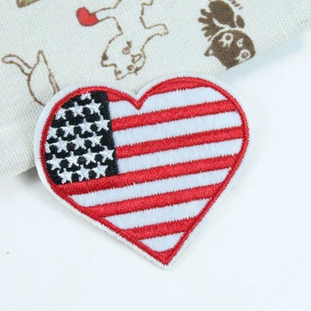 2pc Hjerte Form Amerikanske Flag amerikas forenede stater Broderi Armbind Klud Mærkat Rygsæk Dekoration, Klistermærke, Flag, Armbind Badge