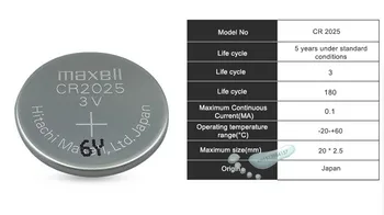 2pc maxell Oprindelige cr2025 knapcelle Batterier cr 2025 3 V-Lithium Coin Batteri Til Ur Lommeregner Vægt