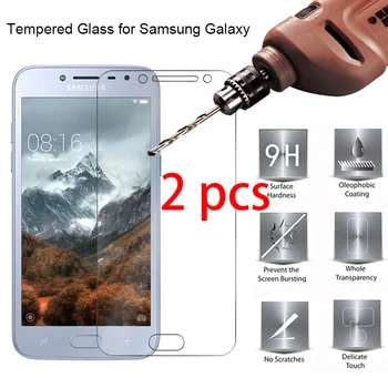 2stk! Hærdet Glas Beskyttende Glas til Samsung J7 J8 J4 J6 Plus J3 9H HD Toughed Screen Protector på Galaxy Note 7 5 4 3 2
