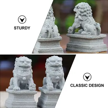 2stk Mini Sten Løve Indretning Lovende Lion Statuer Havearbejde Lion Figurer Haven Dekoration Mascot
