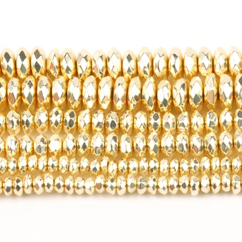 3 4 6 8mm 9K Guld Facetslebet Abacus Galdesten Sten Perler Spacer Løs Naturlige Perler Til Smykker at Gøre DIY Armbånd Tilbehør