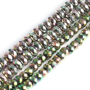 3/4mm Facetterede Ovale Form Flerfarvet Hæmatit Perler Løs Sten Perler til smykkefremstilling DIY Armbånd 15inch Strand