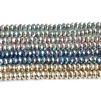 3/4mm Facetterede Ovale Form Flerfarvet Hæmatit Perler Løs Sten Perler til smykkefremstilling DIY Armbånd 15inch Strand