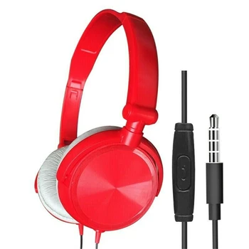 3,5 mm Kabelforbundne Hovedtelefoner Over Ear Headsets Bas, Stereo Hovedtelefon Med Mikrofon Hvid Sort Rød