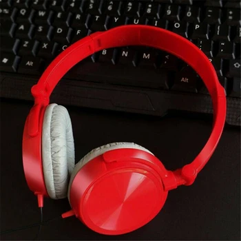 3,5 mm Kabelforbundne Hovedtelefoner Over Ear Headsets Bas, Stereo Hovedtelefon Med Mikrofon Hvid Sort Rød