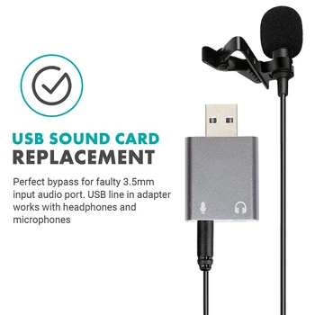 3,5 mm TRS-Mikrofonen til USB 2.0 Stereo Lyd Eksterne lydkort Adapter til PC-og Mac-USB-Indgang-3,5 mm TRS