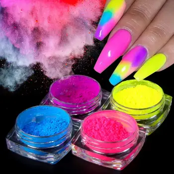 3 Box/Set Neon Negle Pigment Pulver Fluorescens Glimmer Støv for DIY Gel Manicure 3D Nail Art Dekorationer