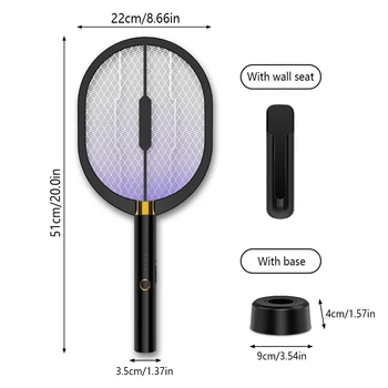 3 I 1 LED Mosquito Killer Ketcher El-Flyve-Swatter Bug Zapper Insekt Killer USB-Genopladelige Sommeren Myg Fælde Ketcher