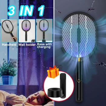 3 I 1 LED Mosquito Killer Lampe 3000V Elektriske Bug Zapper Insekt Killer USB-Genopladelige Flyve-Swatter Fælde Anti Myg, Fluer