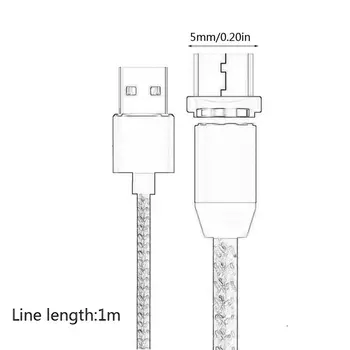 3 i 1 Magnetisk Opladning Kabel med 3 Ledningen Hoveder (Micro USB/L/Type C) Drej Flettet Kabel-Opladning C