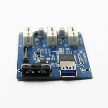 3-i-1-port til PCI Express PCI-E 1X slots Riser-Kort PCI-E 1 til 3 Ekspansion-Adapter 2-Lags PCB Board + 60cm USB 3.0 Kabel til Minedrift