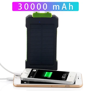 30000mAh Solar Power Bank for Xiaomi Dual USB-Bærbare Ekstern Batteri Power Bank Solar Oplader til Samsung iPhone 12 XR