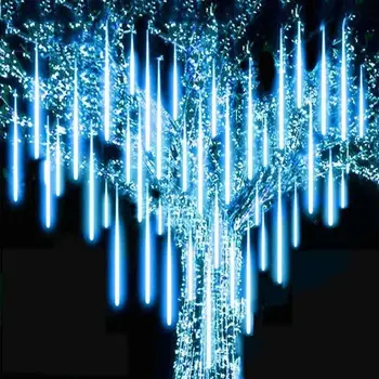 30CM 8 Rør 144 LED String Lys Solar Udendørs Bruser Meteor Regn Vandtæt til Træet Bryllup julefrokost Dekoration