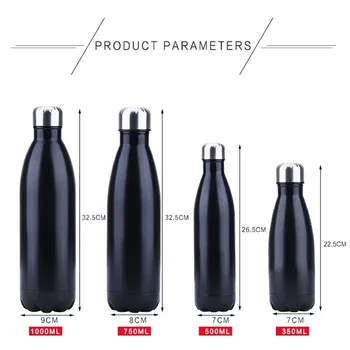 350/500/750/1000ml BPA-fri Termokande Dobbelt Isoleret Airless Flaske 304 Rustfrit Stål Vand Flaske Udendørs Sport Flaske