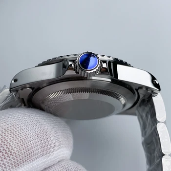 39,5 mm automatiske mand ur, rustfrit stål tilfældet med sort dial og strap NH35 bevægelse keramiske bezel akryl glas lysende vintage