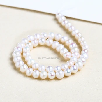 3A Naturlige Perle Perler Ovale Form Spacer Løse Perler Til smykkefremstilling Perlebroderi DIY Armbånd Tilbehør 2-12MM