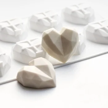3D-Diamond Kærlighed Hjerte Dessert Kage Silikone Formen Mousse at Bage Kager Dekoration Håndlavet Krystal Harpiks Kage, Slik Forme