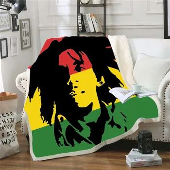 3D Digital Trykt Reggae Sanger Bob Marley Ukrudt Sjovt Karakter Tæppe Sherpa Tæppe på Sengen boligtekstiler Drømmende Stil