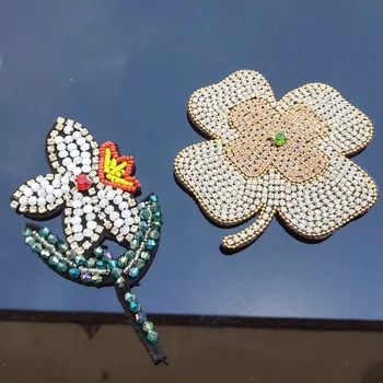 3D Håndlavet beaded farve pailletter kløver blomster patch applikeret for DIY-hat, Frakke, Bukser, Taske og Hvidguld Broche