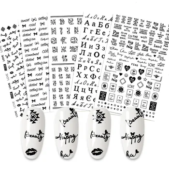 3D Negle Sticker Cool engelsk Brev stickers til negle Folie Kærlighed Hjerte Design Negle Tilbehør, Mode Manicure Mærkat