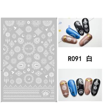 3D Negle Sticker, Hvide Mandala Blomster-Pladsen Mode Klistermærker Efteråret Lille Selvklæbende Stickers til Manicure Nail Art Dekoration
