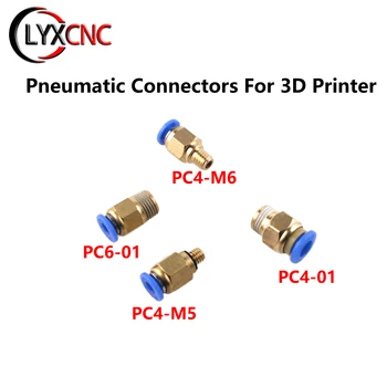 3D-Printer Pneumatiske Tilslutninger Bowden Quick Kobling PC4-01 PC6-01 PC4-M5 M6 1.75 mm 3 mm PTFE slange til J-Hoved ekstruder Fittings