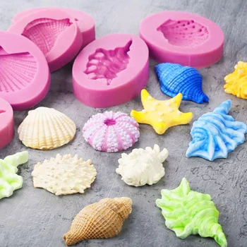 3D Seeshell Conch Kage Forme Non-stick Silikone Chokolade Fondant Bagning Værktøjer Søstjerner Kage form for Slik Kage Skimmel