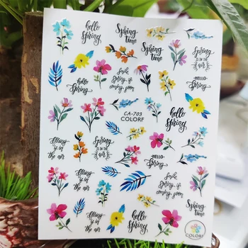 3D Stickers til Negle Rose Blomster, Mælkebøtte Græs Design Negle Kunst Dekoration Manicure Mærkat Skydere Nail Foil Tilbehør